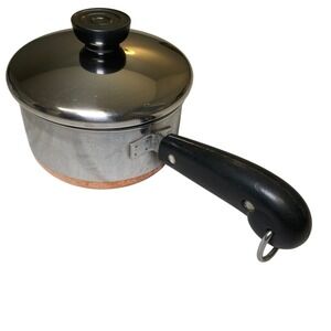 Vintage Revere Ware 1 Qt Saucepan Copper Bottom w/ Lid Clinton IL Patent 2272609